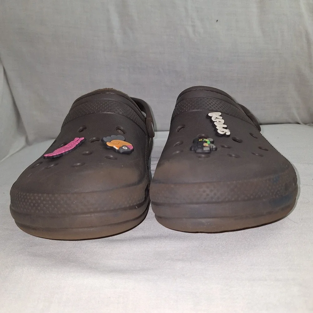 Crocs Brown 11 Classic Faux Fur Lined Clogs Men 203591 Chocolate Plush Interior